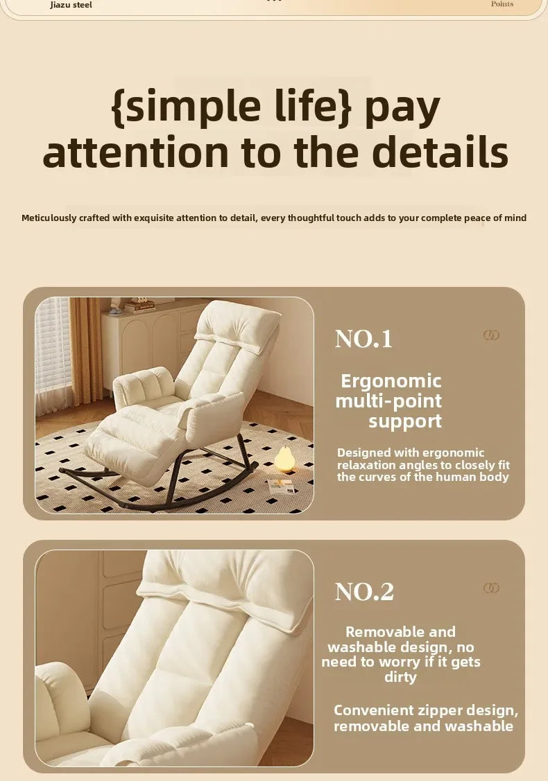 Lazy Rocking Chair Home Retro Balcony Leisure Folding Reclining Chair Sofa Chair Bedroom Single Person Can Sit And Lie Down