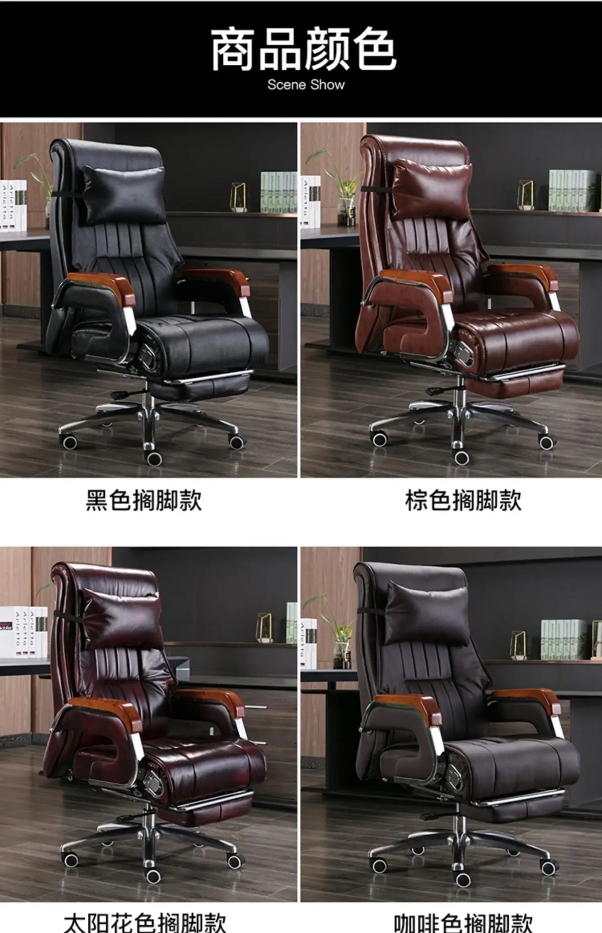 Genuine Leather Office Chair with Massage and Reclining High Back Ergonomic Desk Chair Home Business Use Comfortable Computer
