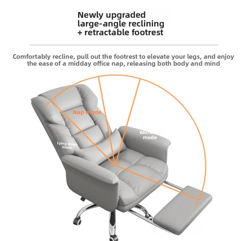 Executive Leather Office Chair Ergonomic Comfort Reclining Desk Chair for Home Workstations Full Backlift Adjustable Furniture