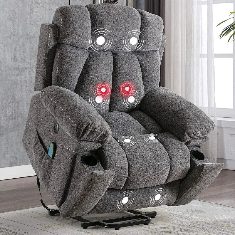 Large Power Lift Recliner Chairs with Massage and Heat for Elderly Big People