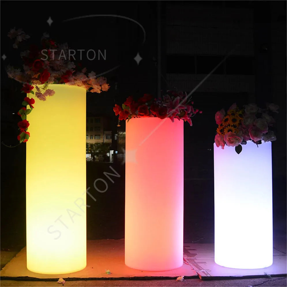 Solar-Charged Large Glowing LED Garden Light Illuminated Outdoor Flower Pot Planter for Home Planter Solar Outdoor Illuminated