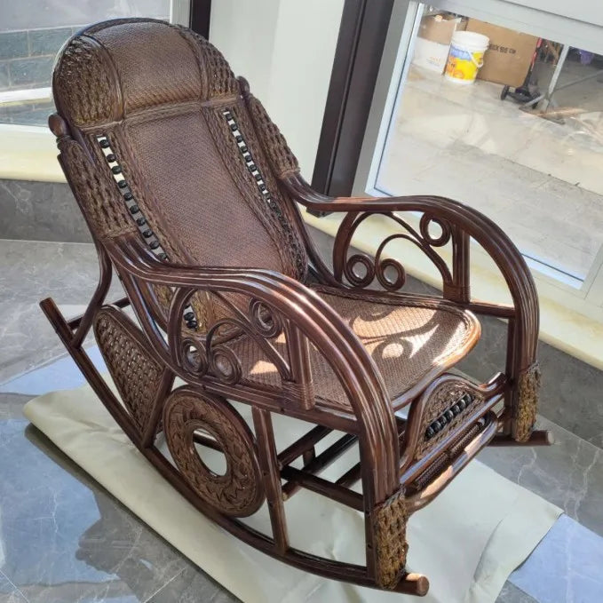 PYH pure natural true rocking chair adult rocking chair elderly rattan balcony household strong free rattan chair