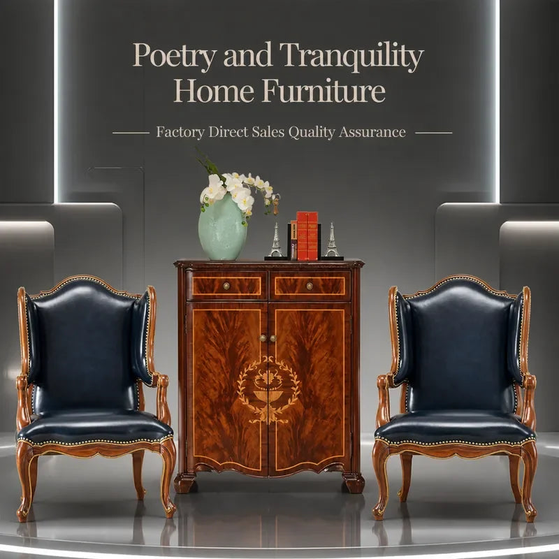 Luxury British Style Solid Wood Leather Single Sofa European American Villa Living Room Art Leisure Tiger Chair for Home