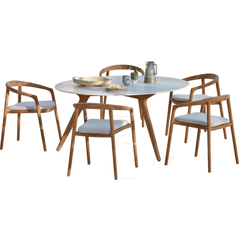 Leisure Solid Wood Outdoor Table Chair Garden Furniture Sets Patio Modern Balcony Three-piece Set Design Creative Home Armchair
