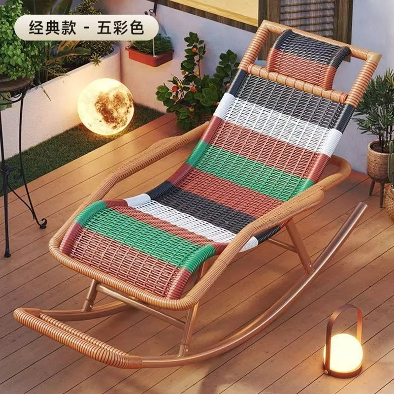 Rocking  Reclining Chair Adult Rattan Lunch Break Balcony Home Leisure Sleeping Living Room Elderly Free Chair