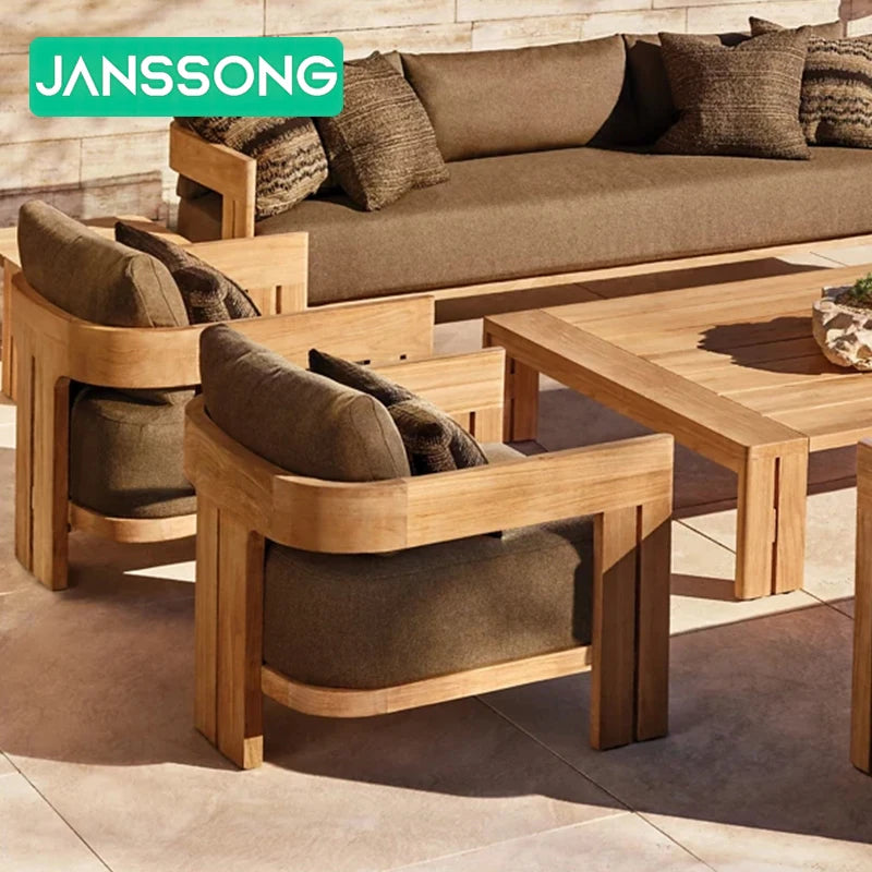 #Outdoor Furniture Set Luxury Teak Garden Sofa Villa Patio Furniture Set Modern Resort Luxury Couche Hotel Patio Outdoor Sofa Se
