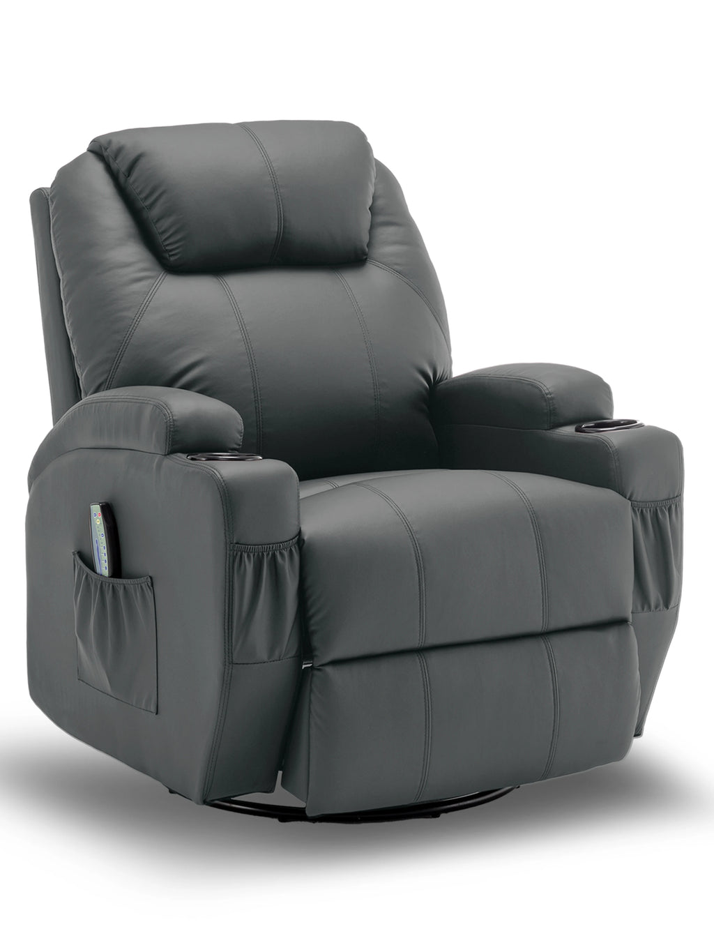 Recliner Chair with Massage and Heat, 360° Swivel Rocking Chairs for Adults, Remote Control and Cup Holder for Living Room