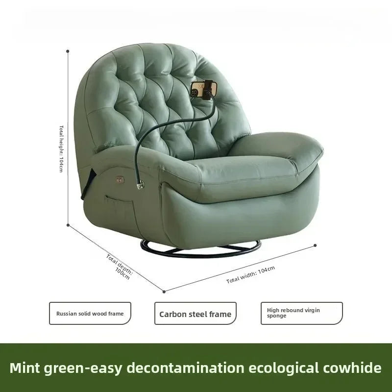 LZ X LazySofa Single Recliner Electric Space Capsule Rocking Chair Eco-Leather Lounge Living Room Suitable Sitting Reclining Sle