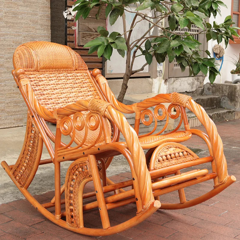 New Chinese style carefree courtyard lunch break with stretching massage pedal rocking chair