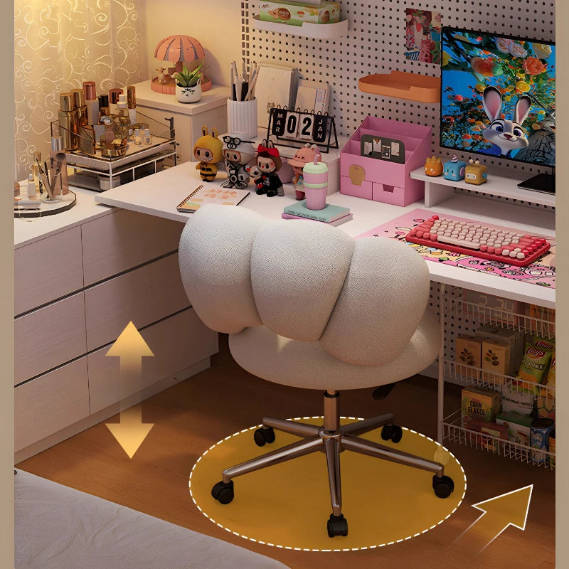 Cream Wind Living Room Chairs Furniture Dressing Stool Rotatable Chair Lamb Wool Small Internet Celebrity Stool Computer Stool