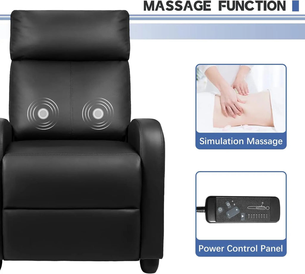 Adjustable Massage Recliner Chair with Footrest, PU Leather Sofa for Living Room Home Theater