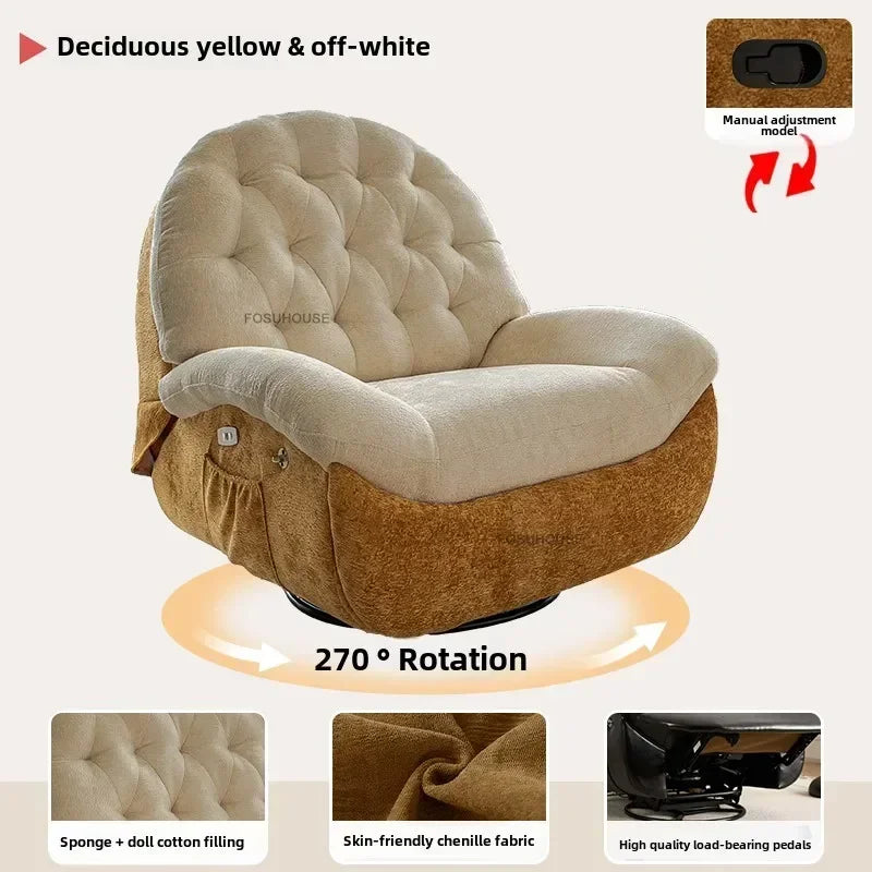 Modern Fabric Living Room Sofas Designer Living Room Furniture Leisure Lazy Sofa Bed Rocking Chair Nordic Home Rotating Recliner