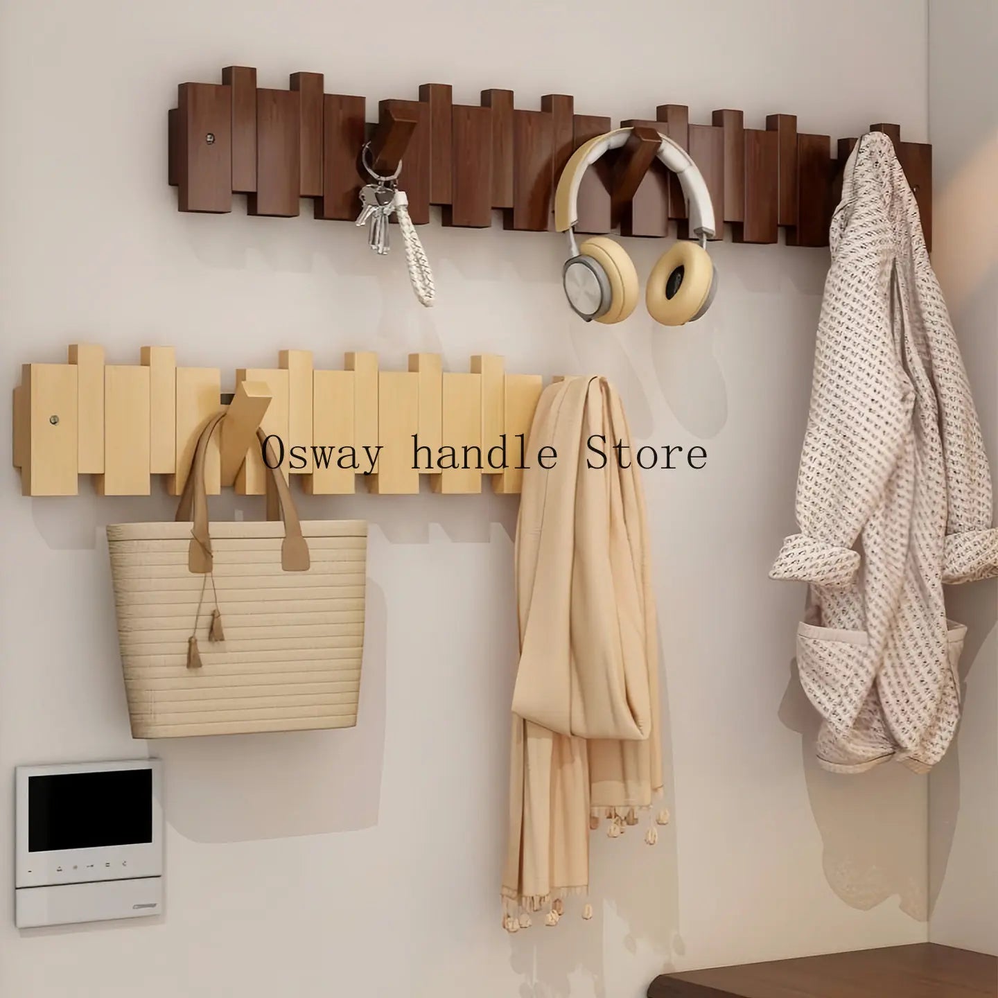 Natural wood wall-mounted piano coat rack, porch wall art hook closet kitchen bedroom porch