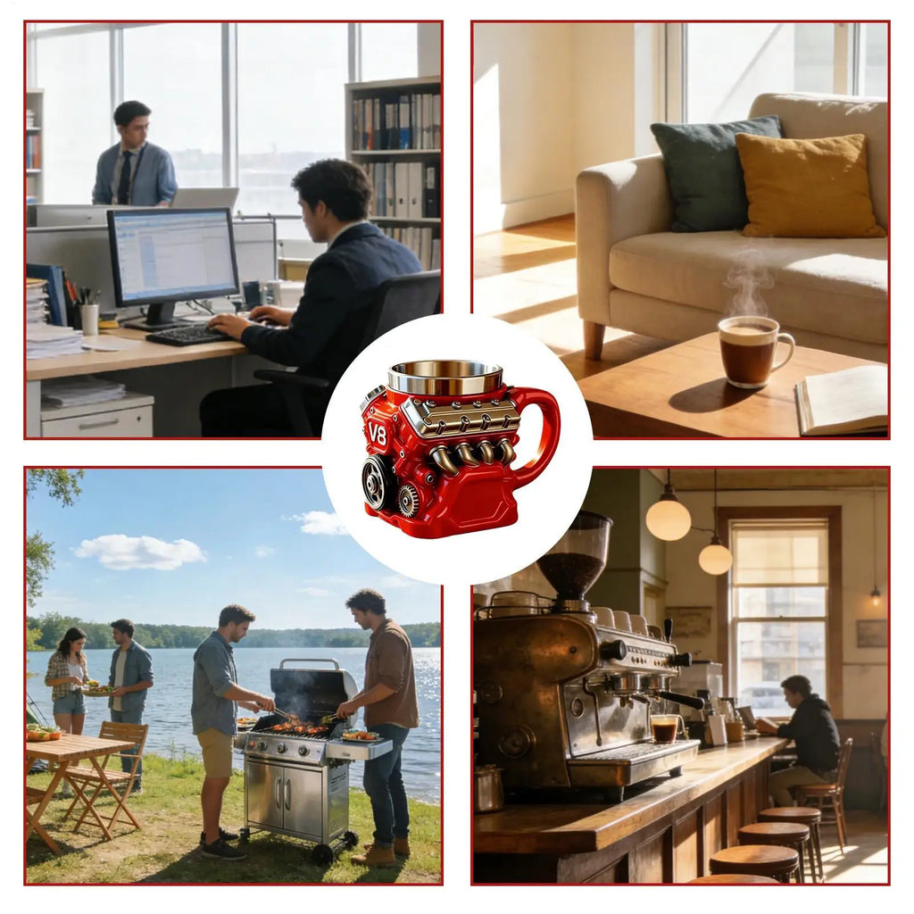 V8 Engine Shape  Insulation Water Mug Coffee Travel Mug Mechanical Cup Stainless Steel Engine Travel Mugs For Men Car Enthusiast