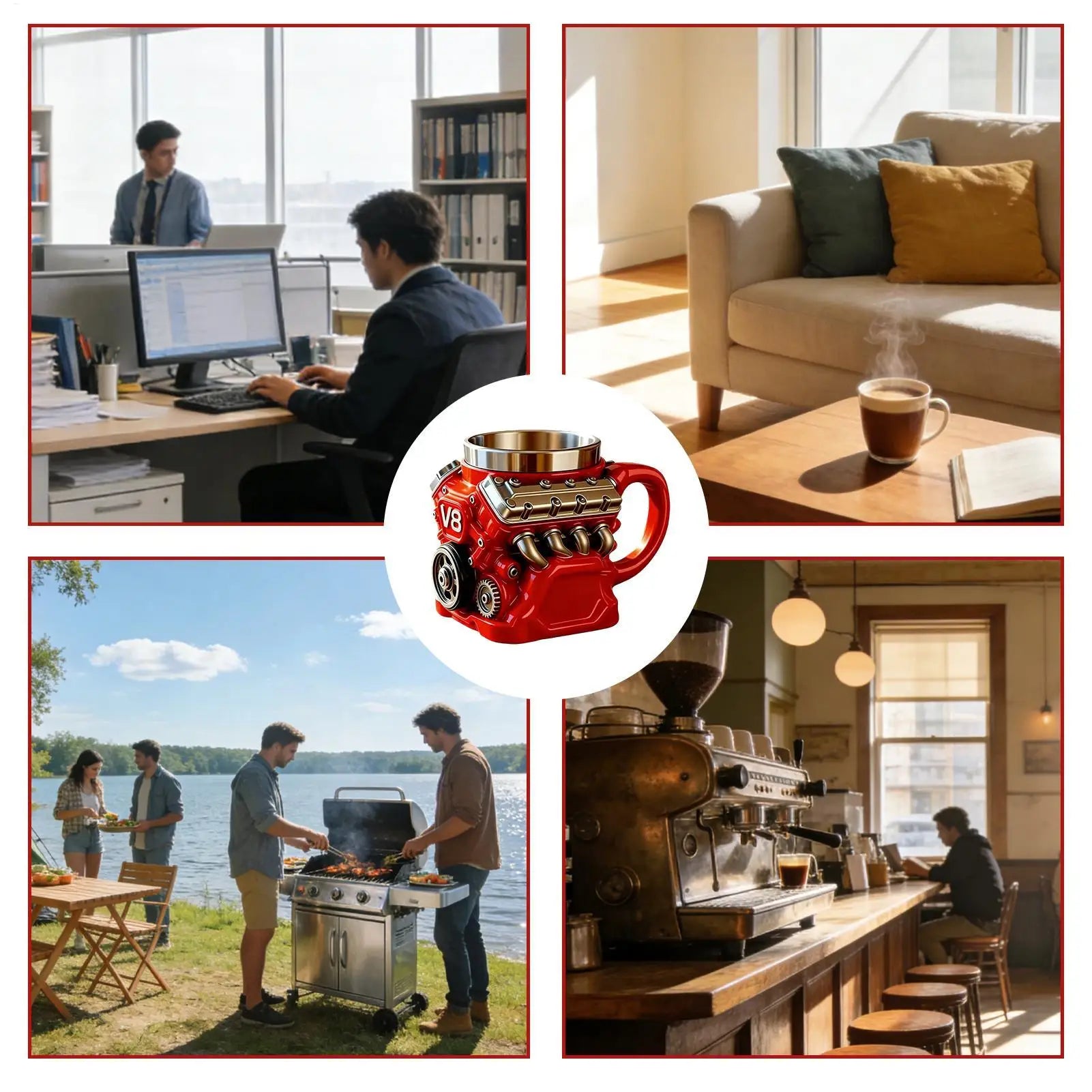 V8 Engine Shape  Insulation Water Mug Coffee Travel Mug Mechanical Cup Stainless Steel Engine Travel Mugs For Men Car Enthusiast