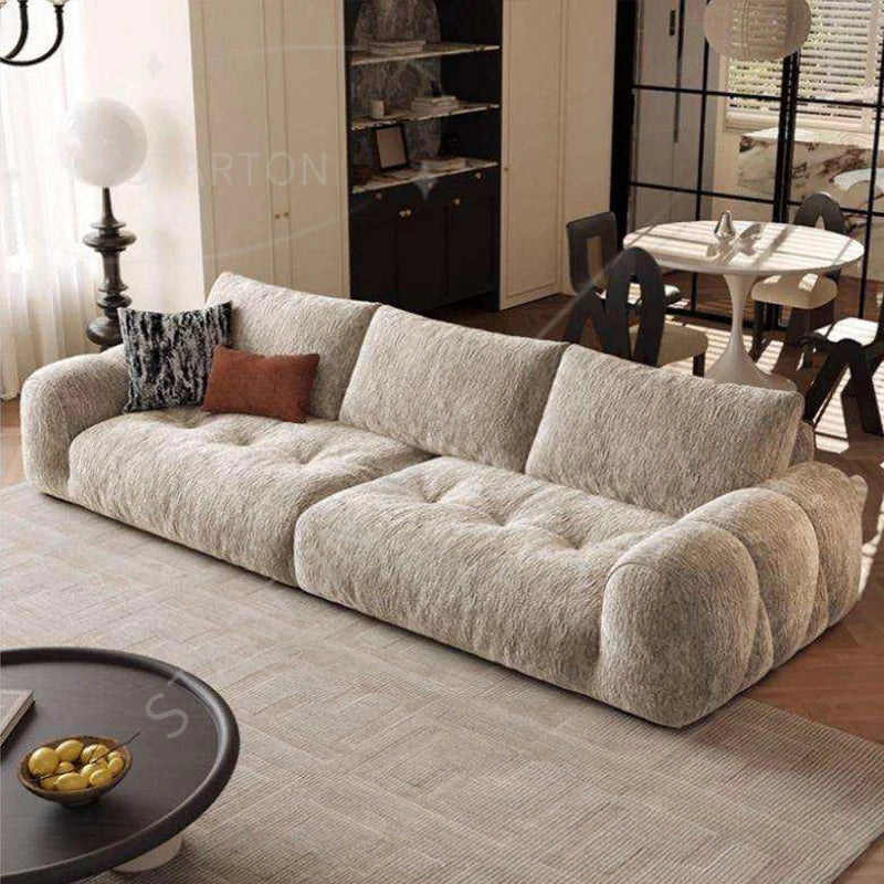 For Home Cream Style Wooden Frame Modular Living Room Sofa Set Wholesale Modern Fabric Sofa Minimalist Designer 3-seater Sofa