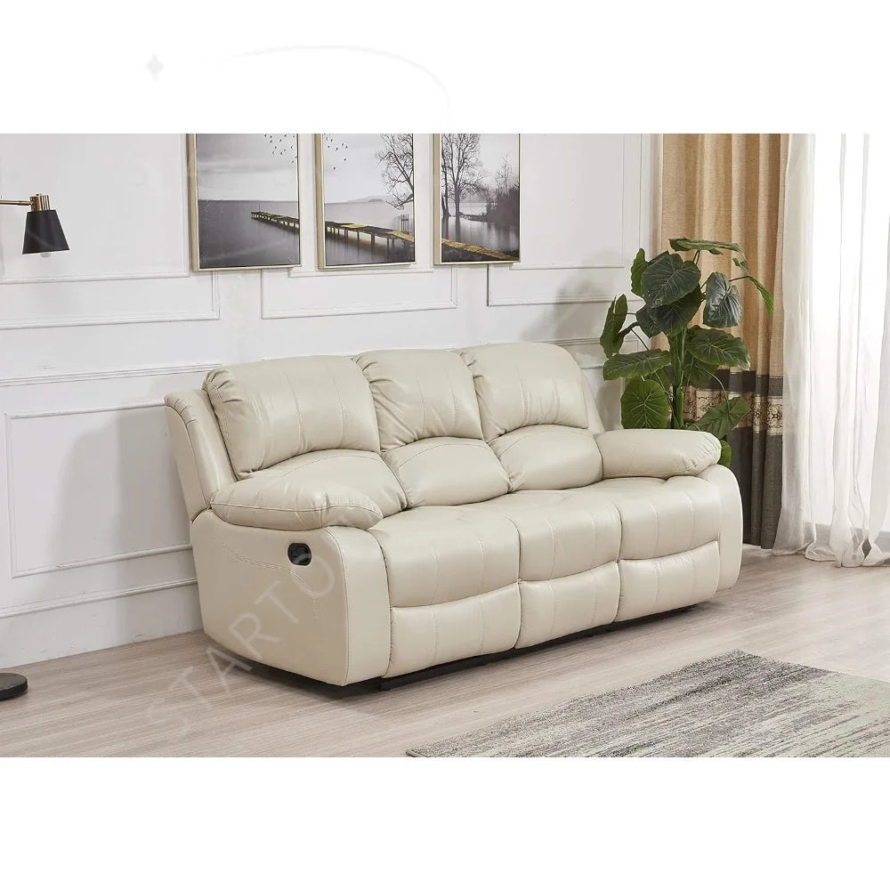 Leather Recliner Set, Sofa,Chair,with Elevating Footrest & Effortless Assembly