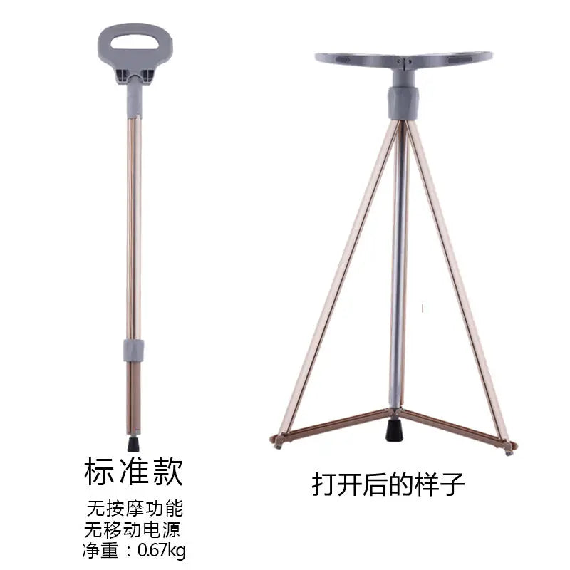 NEW Multifunctional hiking stick Lightweight folding walking stick chair telescopic climbing stick  walking cane equipment