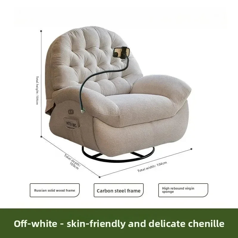 LZ X LazySofa Single Recliner Electric Space Capsule Rocking Chair Eco-Leather Lounge Living Room Suitable Sitting Reclining Sle