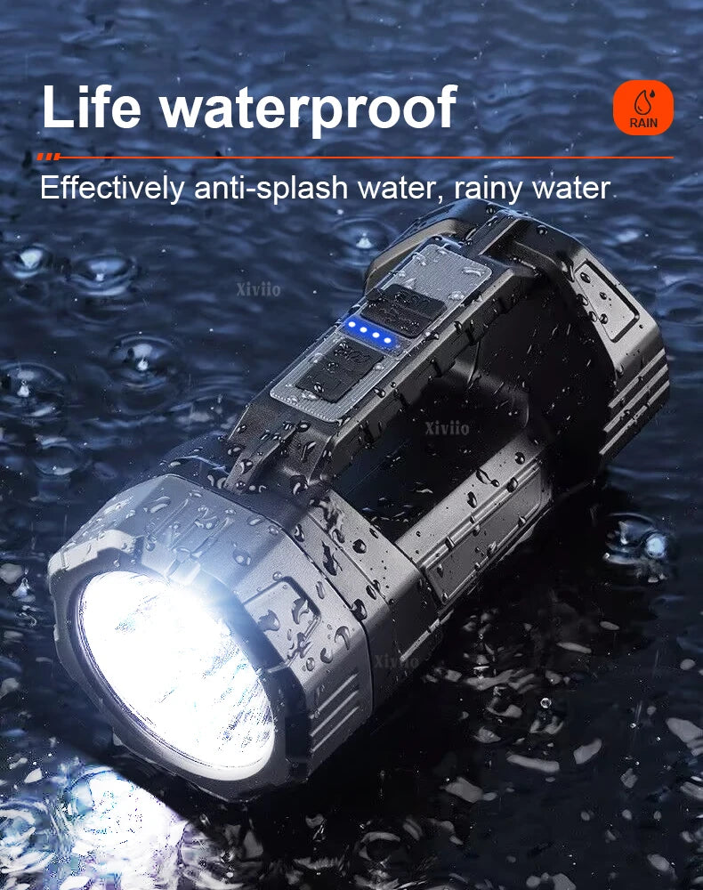Solar LED Flashlight With COB Side Light Rechargeable Portable Handheld Flashlight Multifunction Outdoor Camping Fishing Lights