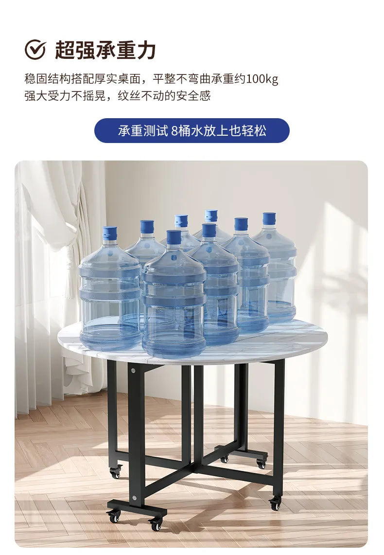 Folding table Household dining table Small apartment round table Multifunctional installation-free mobile simple round dining