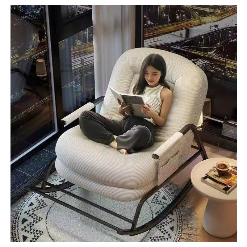 Lounge Chair Adult Home Lazy Sofa Relaxing Chair Rocking Chair Balcony Leisure Chair Light Luxury Single Rock Chair Sofa Bed