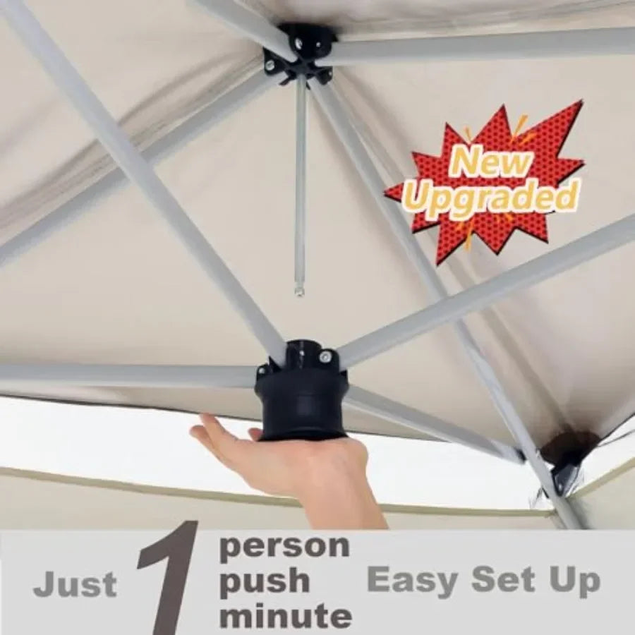Pop Up Gazebos On Clearance - Upgrade Easy Up Metal Outdoor Gazebo Waterproof - Portable Gazebo with Mosquito Nettings, 4 Ropes