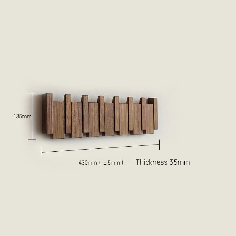 Walnut Wood Coat Rack Hook Wall-Mounted Hidden Decoration Hook Hanger Foldable Bedroom Closets Wooden Wall Shelf Home Decor