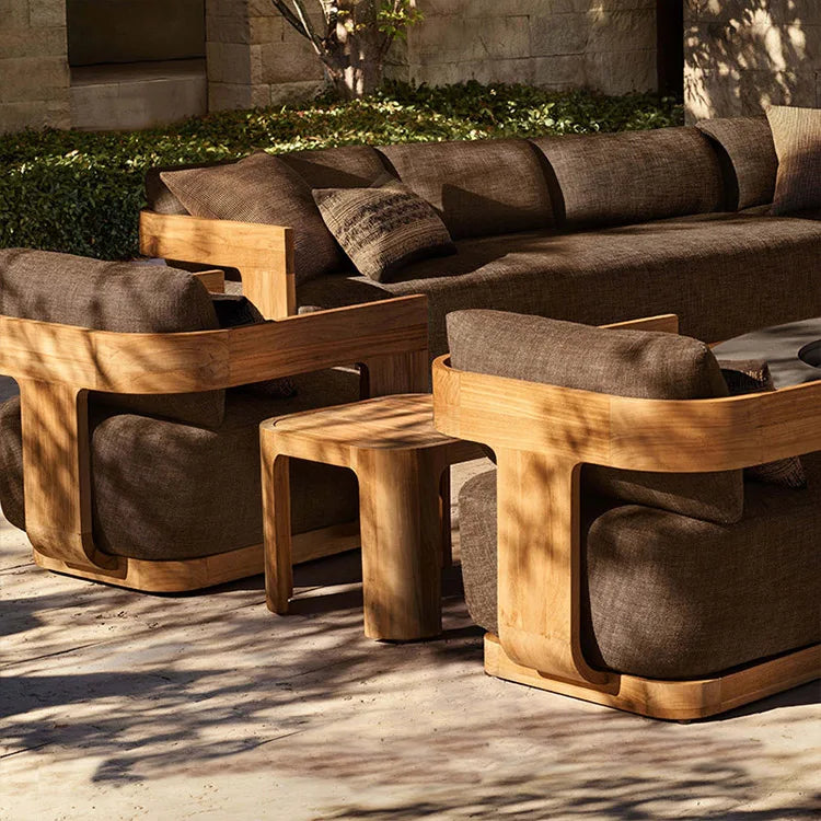 # Luxury Durable Minimalist Design Outdoor Teak Wood Furniture Modern Style Farmhouse Garden Sofa For Hotel Park