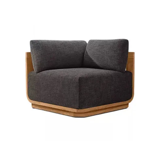 Nordic Outdoor Teak Sofa Set Solid Wood Waterproof Leisure Sofa and Coffee Table Combo for Villa Courtyard Homestay Patio