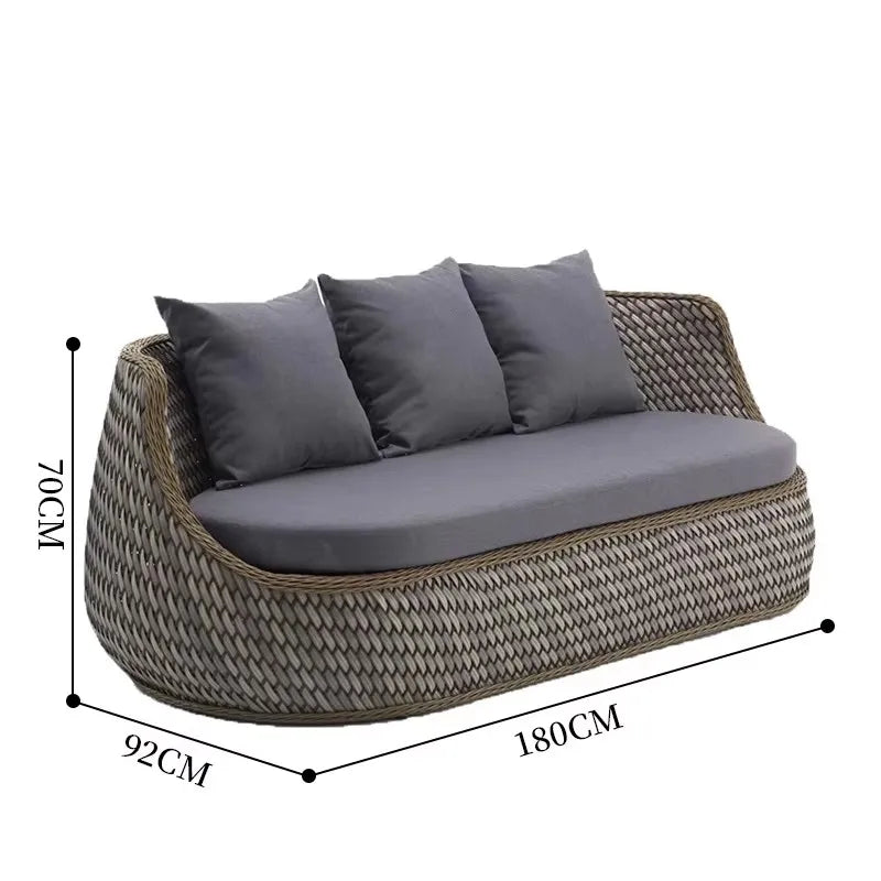 A complete set of outdoor waterproof rattan chair sofas suitable for villa courtyard garden balcony