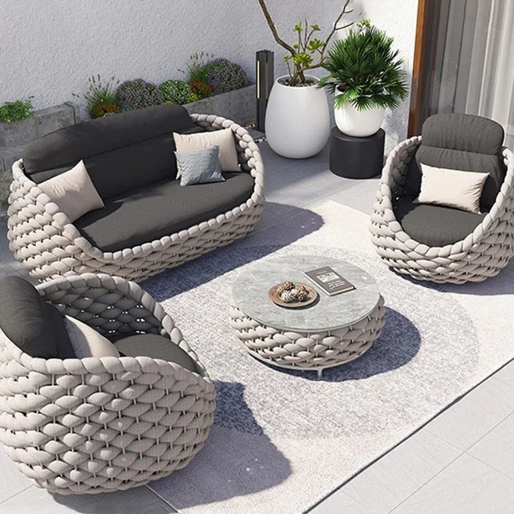 Outdoor sofa courtyard villa balcony rattan chair coffee table furniture open-air waterproof and sun protection casual rattan so
