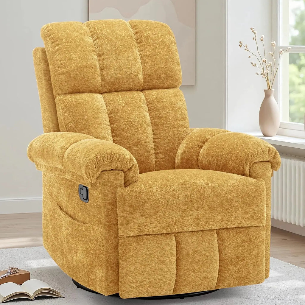 Manual Upholstered Swivel Rocker Recliner,Compact Small Space Reclining Chair For Adults, Custom