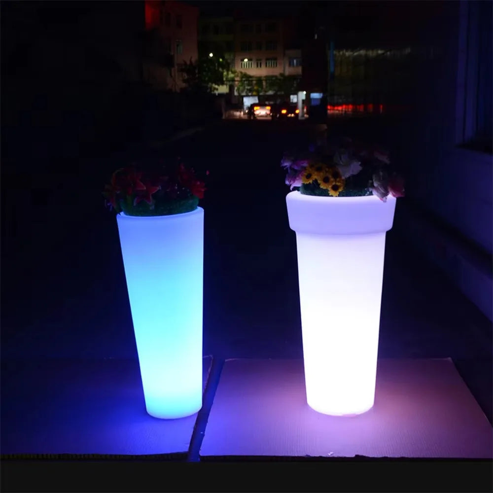 Family Style Smart Rechargeable LED Lighting Large Plants Plastic Plant Pots Modern Garden Illuminating Garden Flower Pot