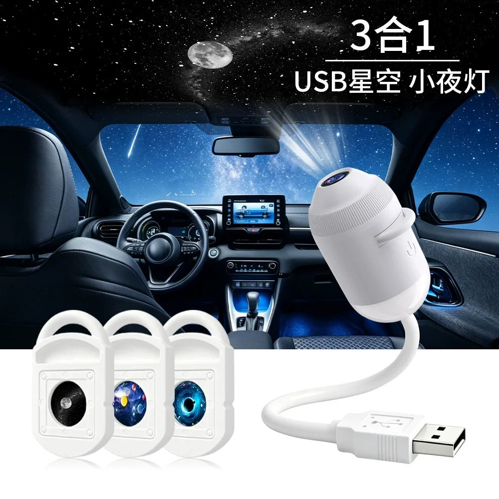USB Star Projector Night Light Romantic Nebula Atmosphere Lamp for Car Interior Home Bedroom Decor USB Charging