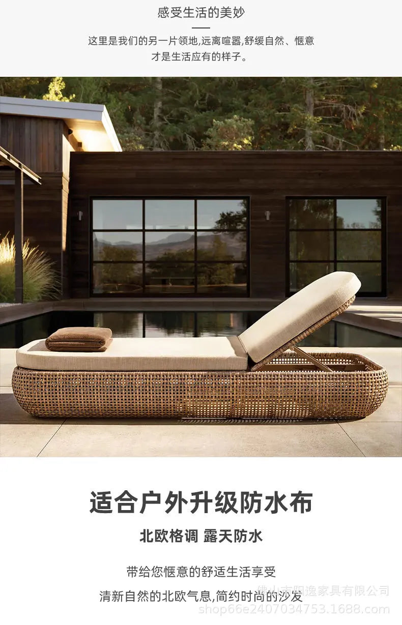 Outdoor rattan Nordic designer sofa villa courtyard combination hotel garden waterproof sunscreen outdoor sofa