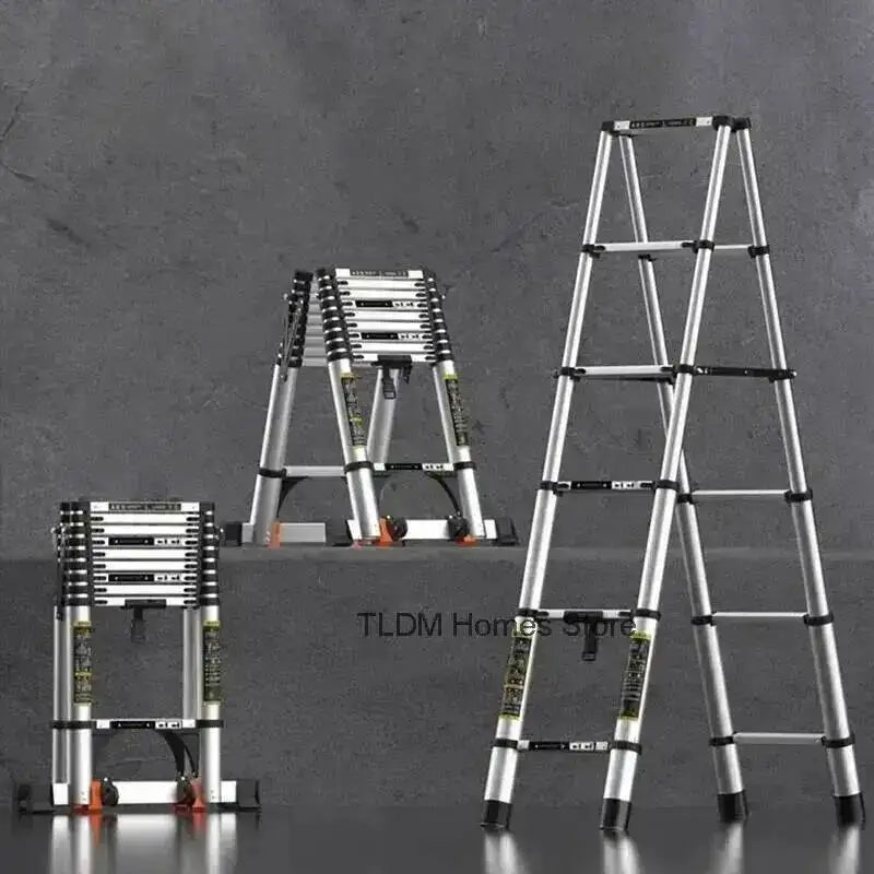 Engineering Multifunctional Aluminum Ladder Step Alloy Stools Home Folding Telescopic Ladder Portable Thick Herringbone Stairs