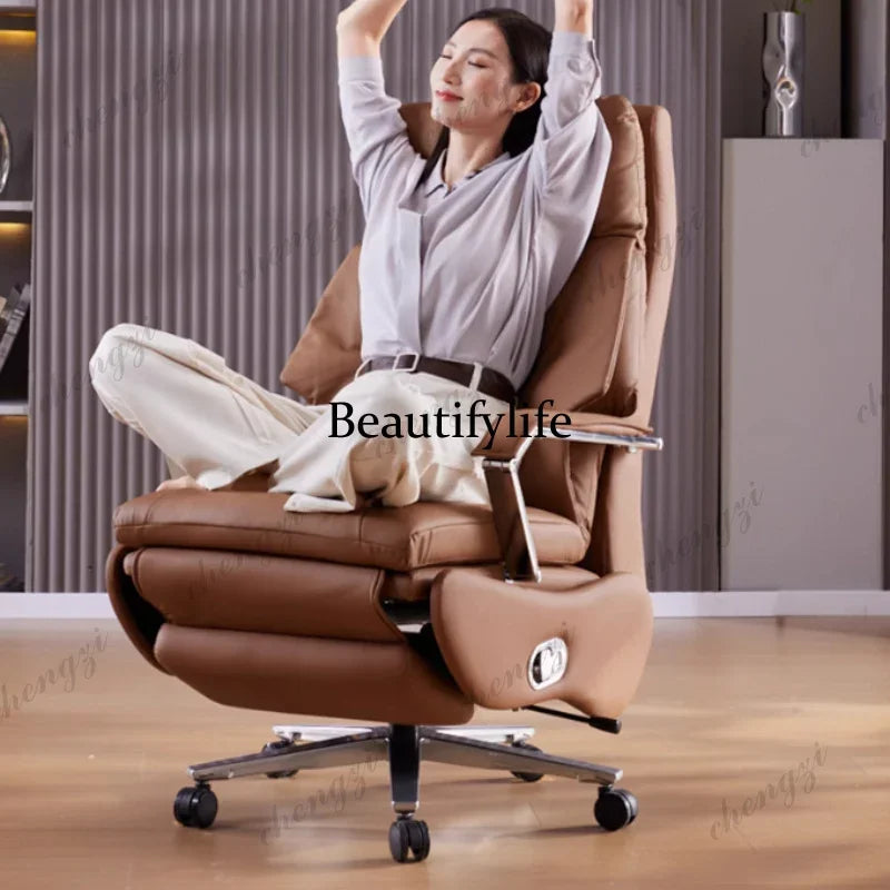 CC  Wheels Massage Office Chair Nordic Leather Modern Comfortable Design Chairs Recliner Computer Silla De Escritorio