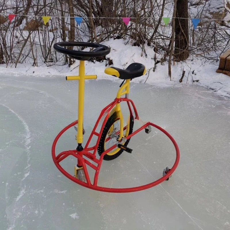 Ice bike, tandem ski, bicycle ice skate
