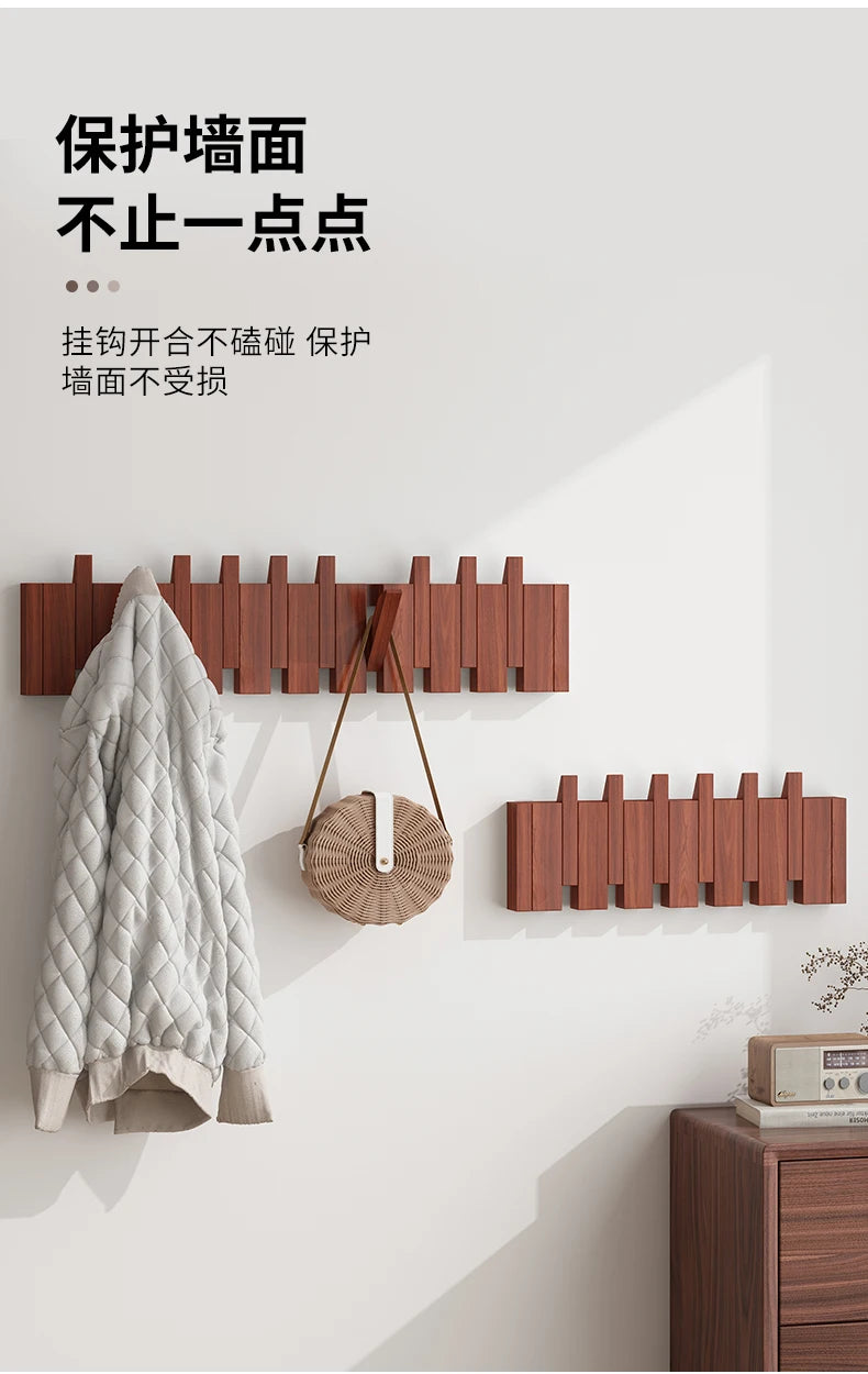 Piano Key Coat Racks Solid Wood Clothes Hanger Bedroom Entrance Wall Hanging Coat Rack Household Hat Bag Collection Furniture