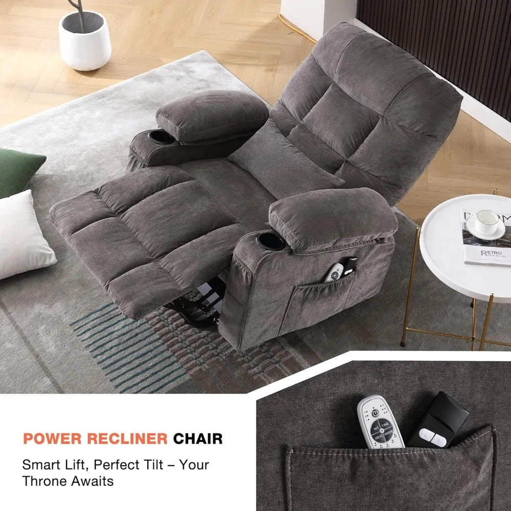 Power Lift Recliner Chair for Elderly with Vibration Massage & Lumbar Heat, Electric Recliner Sofa with Cup Holders, USB Port