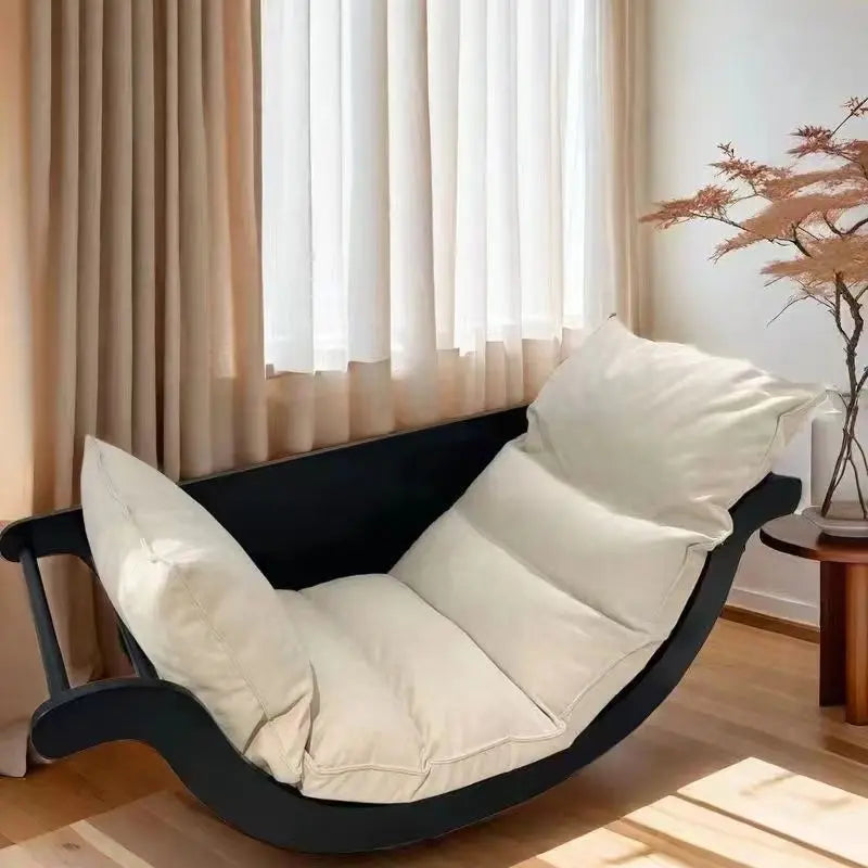Banana Boat Wood Rocking Chair Retro Single Recliner for Living Room Multi-Functional Relaxing Swing Seat Modern Comfort Lounger