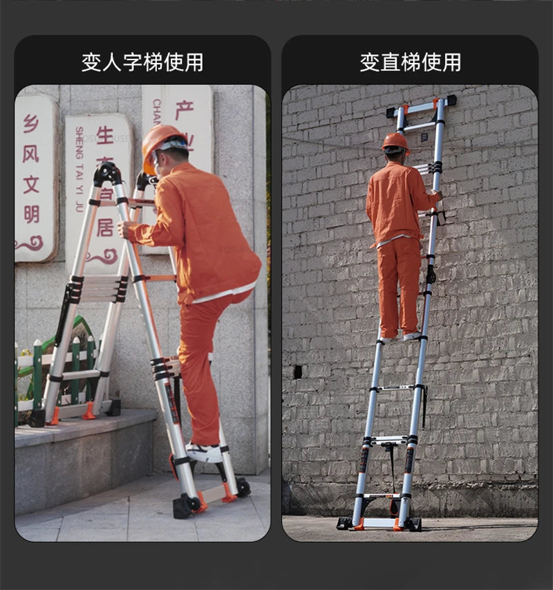 Aluminum Alloy Telescopic Ladder Thickened Stainless Steel Step Ladders Folding Lift Herringbone Ladder Home Portable Ladder B Y