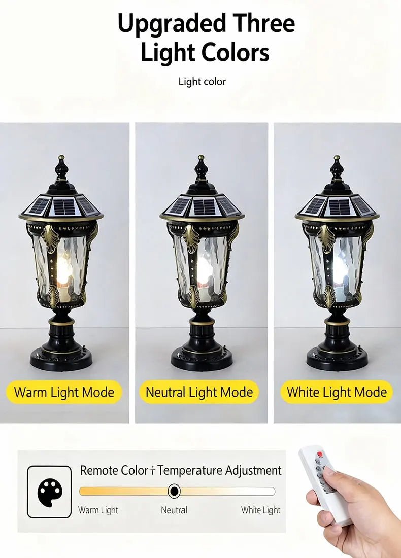 Solar Outdoor Door Post Lights LED Wall Lamps Energy Saving Fence Post Lighting for Courtyard Entrance Garden Lighting