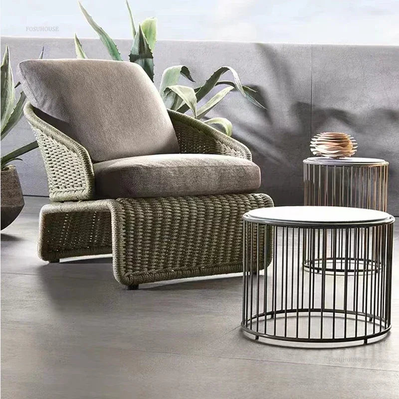 Nordic Rattan Garden Sofas for Model Light Luxury Household Outdoor Furniture for Garden House Backrest Soft Bag Leisure Sofa