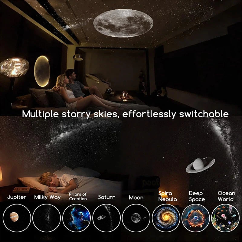 Mini Galaxy Star Projector Two In One Night Light Home Background Atmosphere Light Bedroom Car Decoration Children's Gift