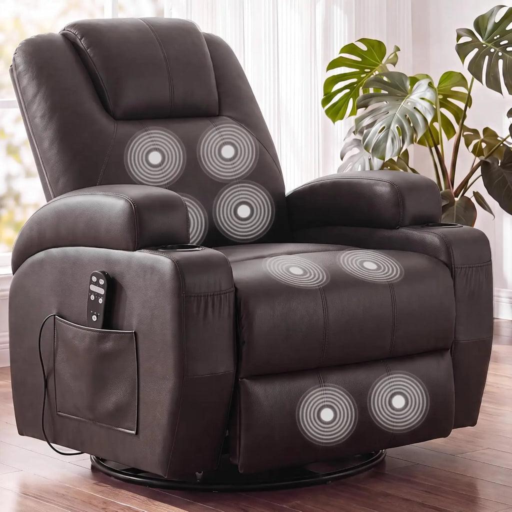 360° Swivel Rocker Recliner Chair,Massage Function,Comfy Single Sofa For Adults, Custom