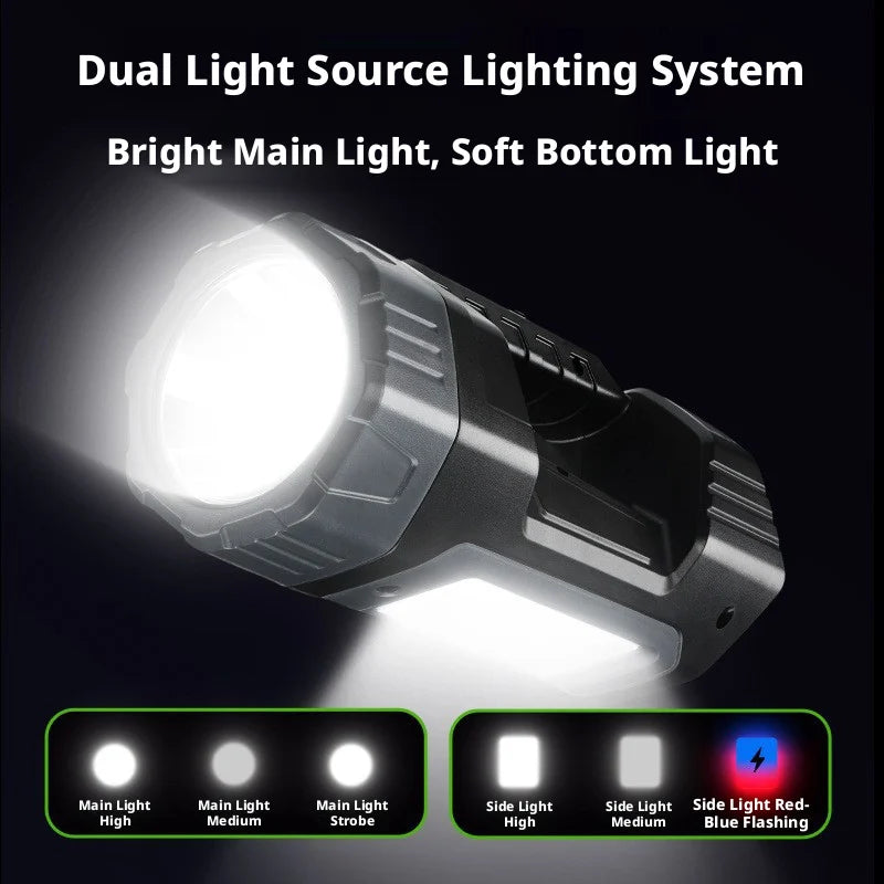 Portable Solar Powered Flashlight Ultra-Bright Home Use Spotlight Outdoor Long Battery Life High Power Strong Light Flashlight