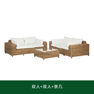 Outdoor rattan sofa  terrace leisure waterproof sunscreen balcony rattan chair outdoor villa garden combination