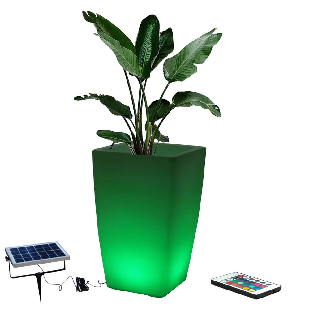 Outdoor Waterproof Luminous Flower Pot, Home Remote Control Light Emitting Diode Intelligent Environmental Protection Flower Pot